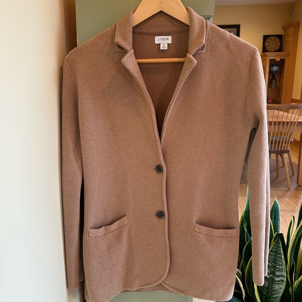 J. Crew Women’s 100% Cotton Sweater Blazer in Heather Acorn Size Small - Picture 15 of 16